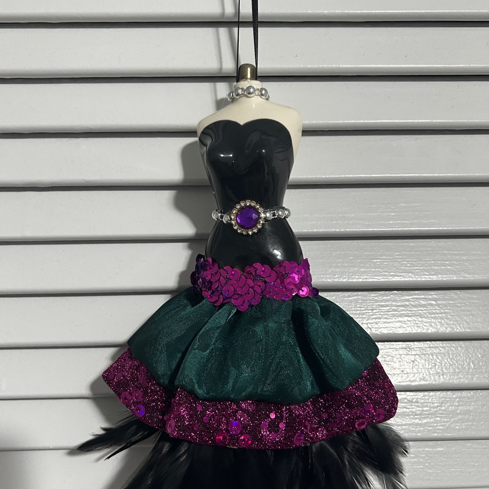 Elegant Black and Purple Dress Ornament